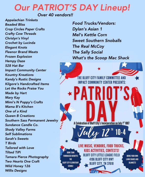 Bluff City “Patriots Day” event planned for Saturday