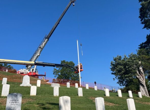 117 year old flagpole at historic Greeneville site taken down after storm damage