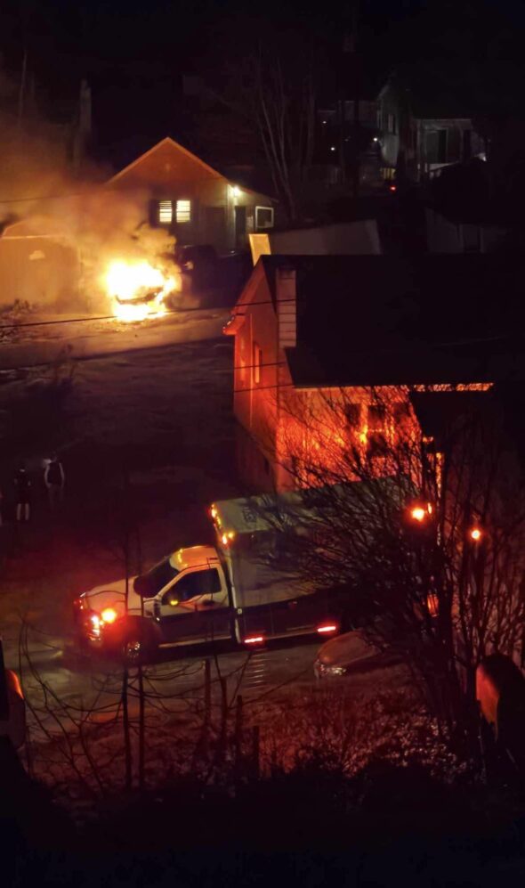 Minor injuries for firefighter in Grayson County vehicle fire