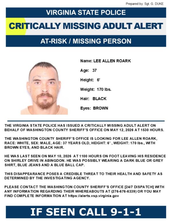 VSP issues missing adult alert for Abingdon man