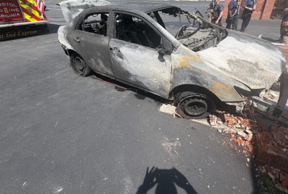 Out of control crash ends in flames in Bristol Virginia